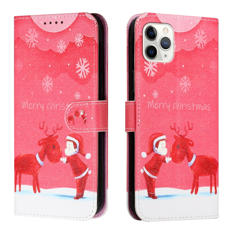 For iPhone 11 Pro Silk Texture Christmas Painted Pattern Horizontal Flip Leather Case with Holder & Card Slots & Wallet & Photo Frame