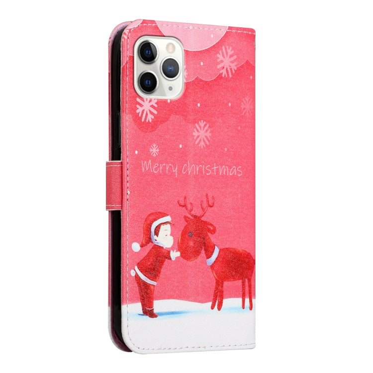 For iPhone 11 Pro Silk Texture Christmas Painted Pattern Horizontal Flip Leather Case with Holder & Card Slots & Wallet & Photo Frame