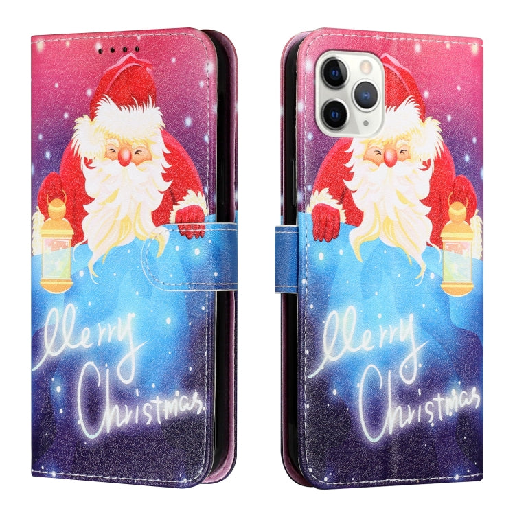 For iPhone 11 Pro Silk Texture Christmas Painted Pattern Horizontal Flip Leather Case with Holder & Card Slots & Wallet & Photo Frame