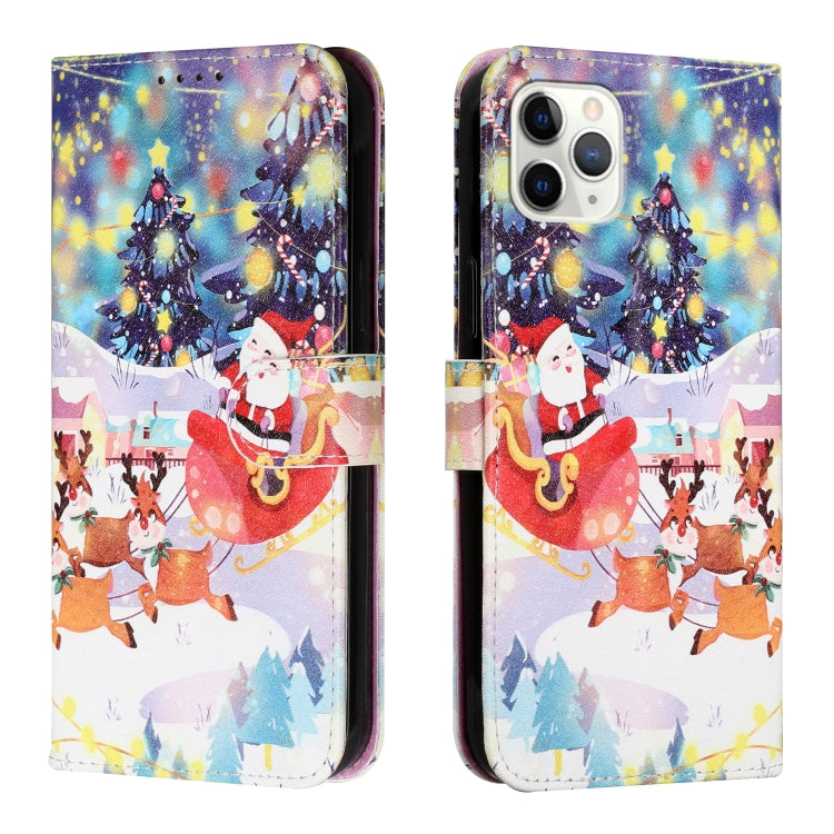 For iPhone 11 Pro Silk Texture Christmas Painted Pattern Horizontal Flip Leather Case with Holder & Card Slots & Wallet & Photo Frame