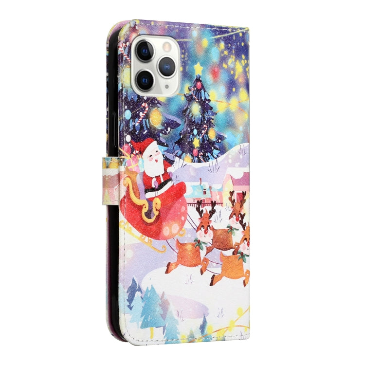 For iPhone 11 Pro Silk Texture Christmas Painted Pattern Horizontal Flip Leather Case with Holder & Card Slots & Wallet & Photo Frame
