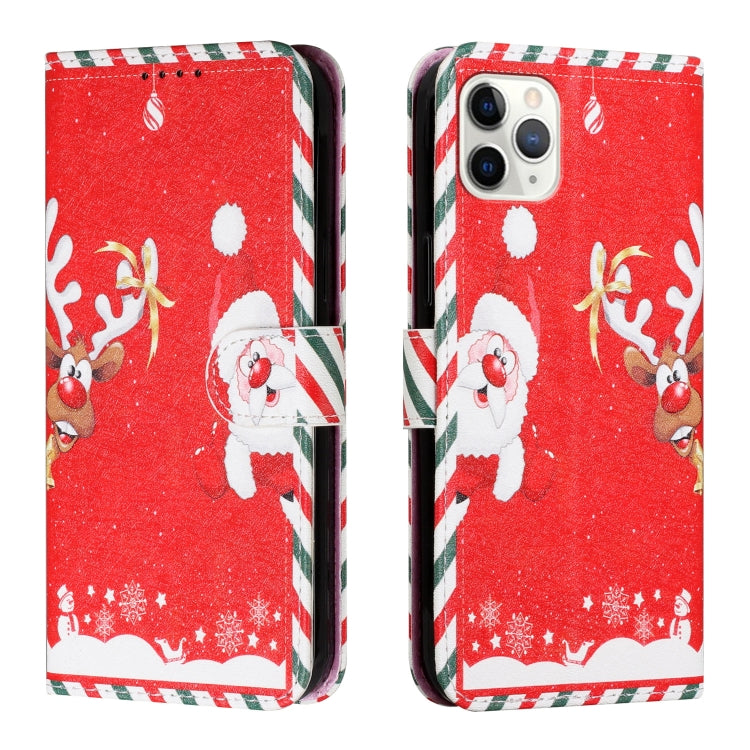 For iPhone 11 Pro Max Silk Texture Christmas Painted Pattern Horizontal Flip Leather Case with Holder & Card Slots & Wallet & Photo Frame