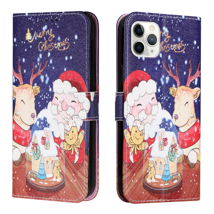 For iPhone 11 Pro Max Silk Texture Christmas Painted Pattern Horizontal Flip Leather Case with Holder & Card Slots & Wallet & Photo Frame