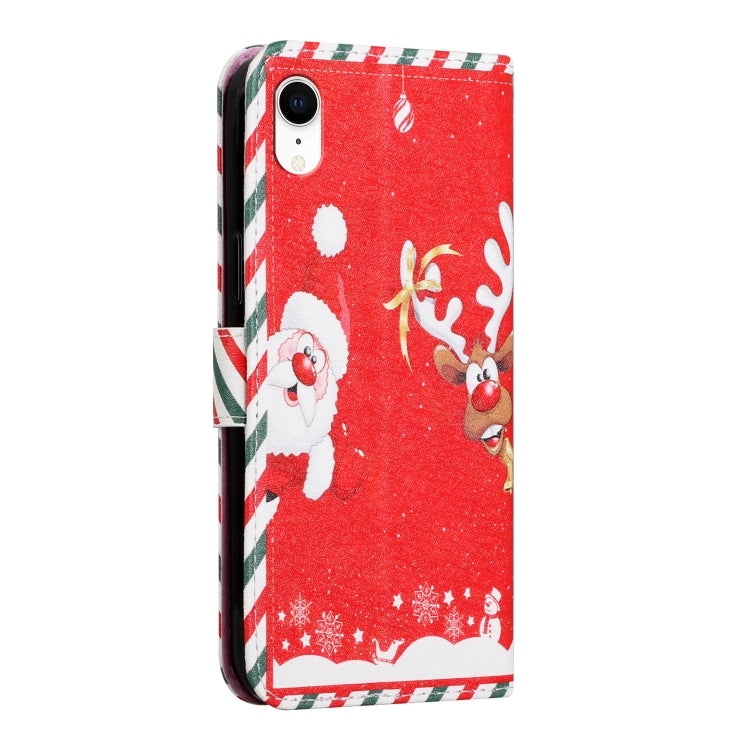 For iPhone XR Silk Texture Christmas Painted Pattern Horizontal Flip Leather Case with Holder & Card Slots & Wallet & Photo Frame