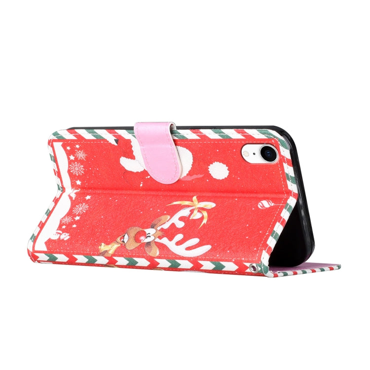 For iPhone XR Silk Texture Christmas Painted Pattern Horizontal Flip Leather Case with Holder & Card Slots & Wallet & Photo Frame
