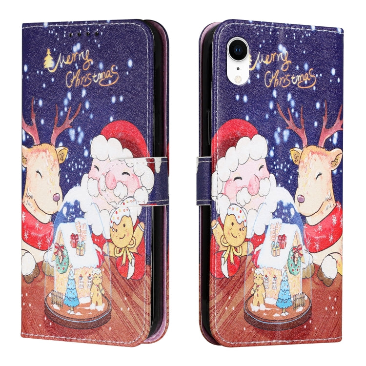 For iPhone XR Silk Texture Christmas Painted Pattern Horizontal Flip Leather Case with Holder & Card Slots & Wallet & Photo Frame