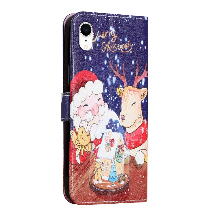 For iPhone XR Silk Texture Christmas Painted Pattern Horizontal Flip Leather Case with Holder & Card Slots & Wallet & Photo Frame