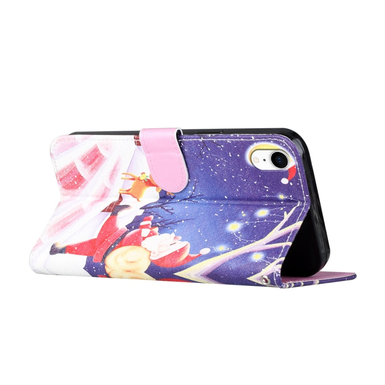 For iPhone XR Silk Texture Christmas Painted Pattern Horizontal Flip Leather Case with Holder & Card Slots & Wallet & Photo Frame