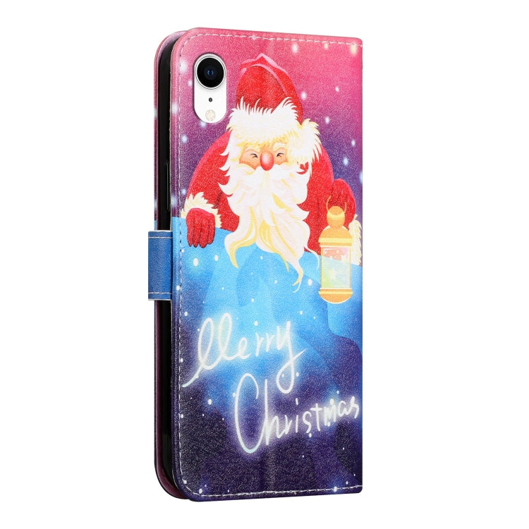 For iPhone XR Silk Texture Christmas Painted Pattern Horizontal Flip Leather Case with Holder & Card Slots & Wallet & Photo Frame