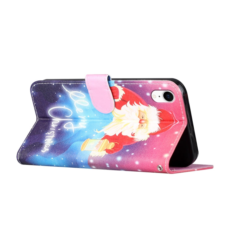 For iPhone XR Silk Texture Christmas Painted Pattern Horizontal Flip Leather Case with Holder & Card Slots & Wallet & Photo Frame