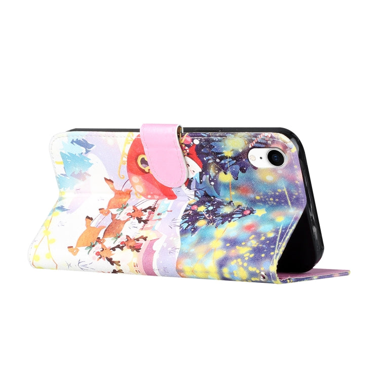 For iPhone XR Silk Texture Christmas Painted Pattern Horizontal Flip Leather Case with Holder & Card Slots & Wallet & Photo Frame