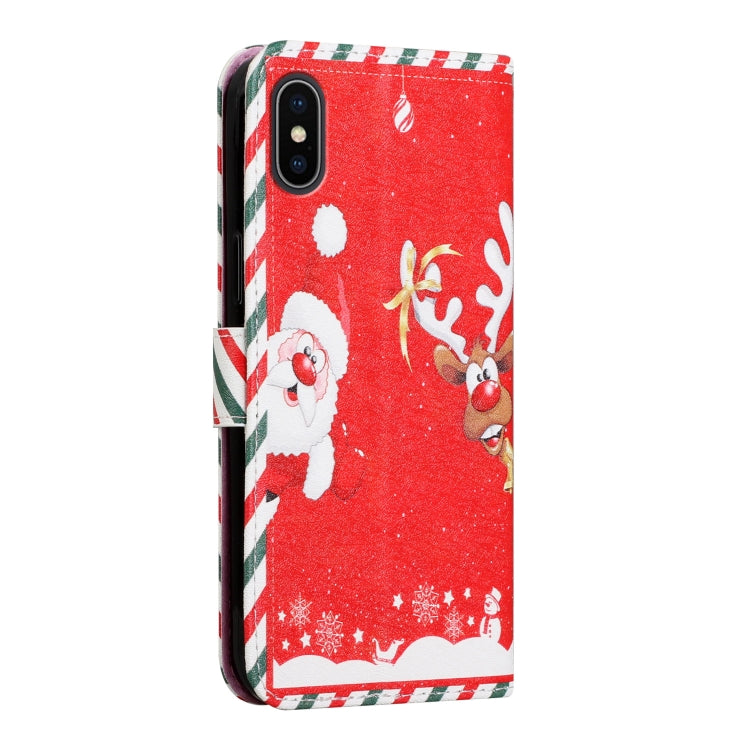 For iPhone XS Max Silk Texture Christmas Painted Pattern Horizontal Flip Leather Case with Holder & Card Slots & Wallet & Photo Frame