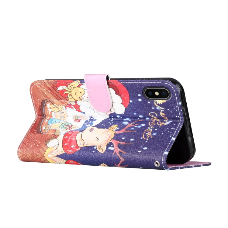 For iPhone XS Max Silk Texture Christmas Painted Pattern Horizontal Flip Leather Case with Holder & Card Slots & Wallet & Photo Frame