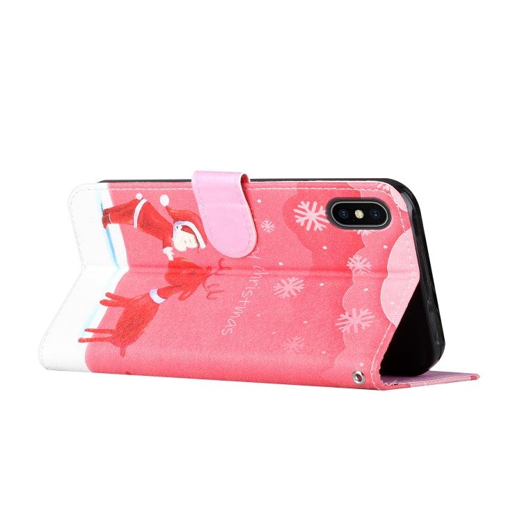 For iPhone XS Max Silk Texture Christmas Painted Pattern Horizontal Flip Leather Case with Holder & Card Slots & Wallet & Photo Frame