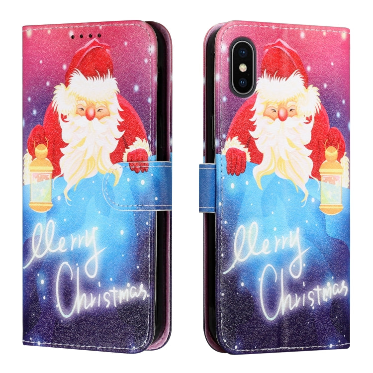 For iPhone XS Max Silk Texture Christmas Painted Pattern Horizontal Flip Leather Case with Holder & Card Slots & Wallet & Photo Frame