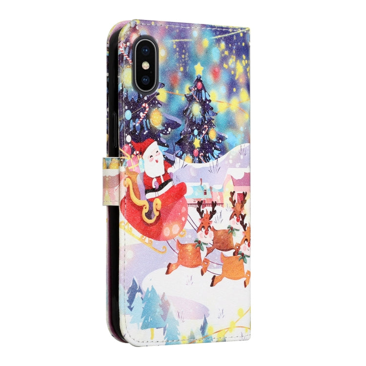 For iPhone XS Max Silk Texture Christmas Painted Pattern Horizontal Flip Leather Case with Holder & Card Slots & Wallet & Photo Frame