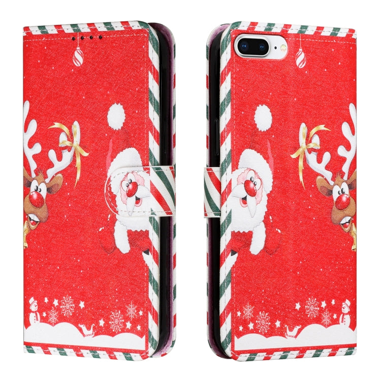 Silk Texture Christmas Painted Pattern Horizontal Flip Leather Case with Holder & Card Slots & Wallet & Photo Frame For iPhone 7 Plus / 8 Plus / 6s Plus / 6 Plus
