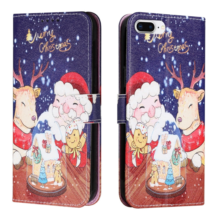 Silk Texture Christmas Painted Pattern Horizontal Flip Leather Case with Holder & Card Slots & Wallet & Photo Frame For iPhone 7 Plus / 8 Plus / 6s Plus / 6 Plus