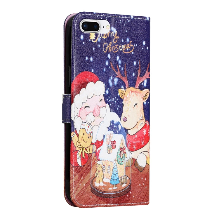 Silk Texture Christmas Painted Pattern Horizontal Flip Leather Case with Holder & Card Slots & Wallet & Photo Frame For iPhone 7 Plus / 8 Plus / 6s Plus / 6 Plus