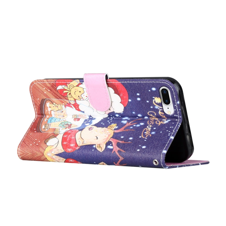 Silk Texture Christmas Painted Pattern Horizontal Flip Leather Case with Holder & Card Slots & Wallet & Photo Frame For iPhone 7 Plus / 8 Plus / 6s Plus / 6 Plus