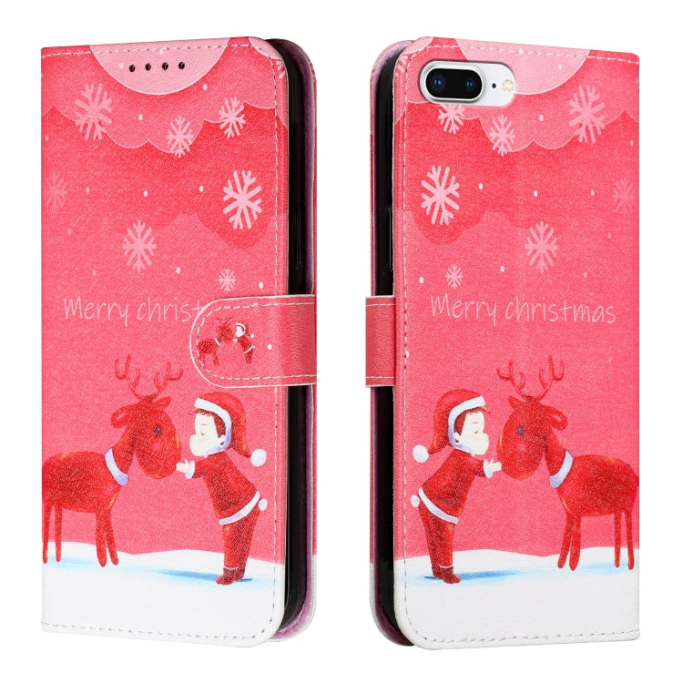 Silk Texture Christmas Painted Pattern Horizontal Flip Leather Case with Holder & Card Slots & Wallet & Photo Frame For iPhone 7 Plus / 8 Plus / 6s Plus / 6 Plus