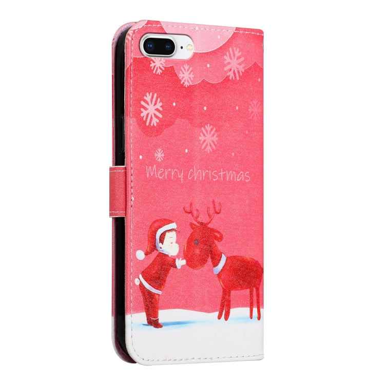 Silk Texture Christmas Painted Pattern Horizontal Flip Leather Case with Holder & Card Slots & Wallet & Photo Frame For iPhone 7 Plus / 8 Plus / 6s Plus / 6 Plus