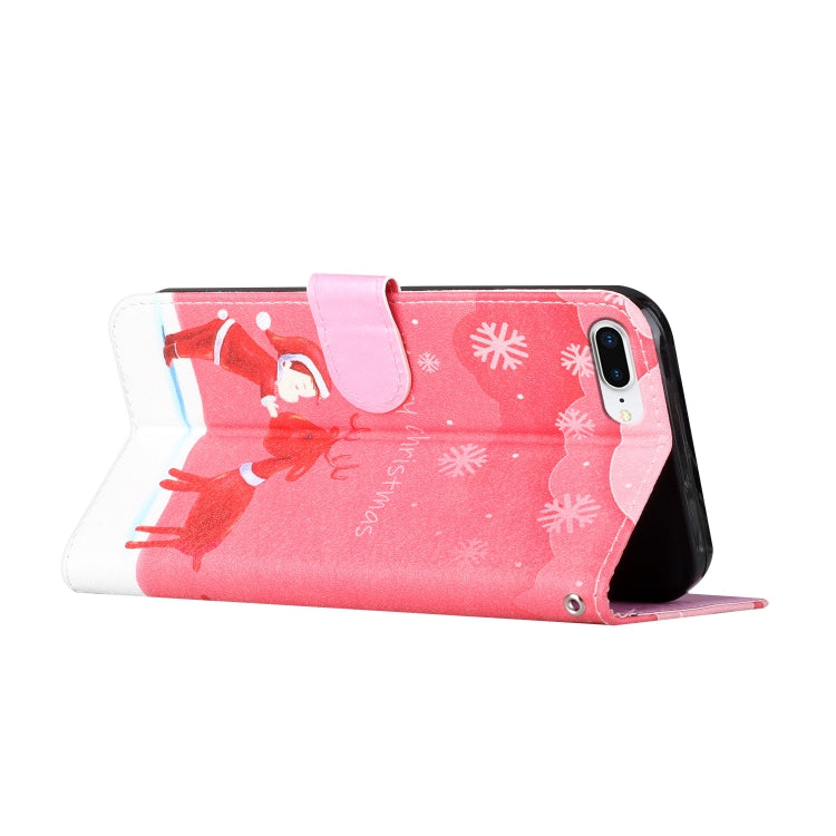 Silk Texture Christmas Painted Pattern Horizontal Flip Leather Case with Holder & Card Slots & Wallet & Photo Frame For iPhone 7 Plus / 8 Plus / 6s Plus / 6 Plus