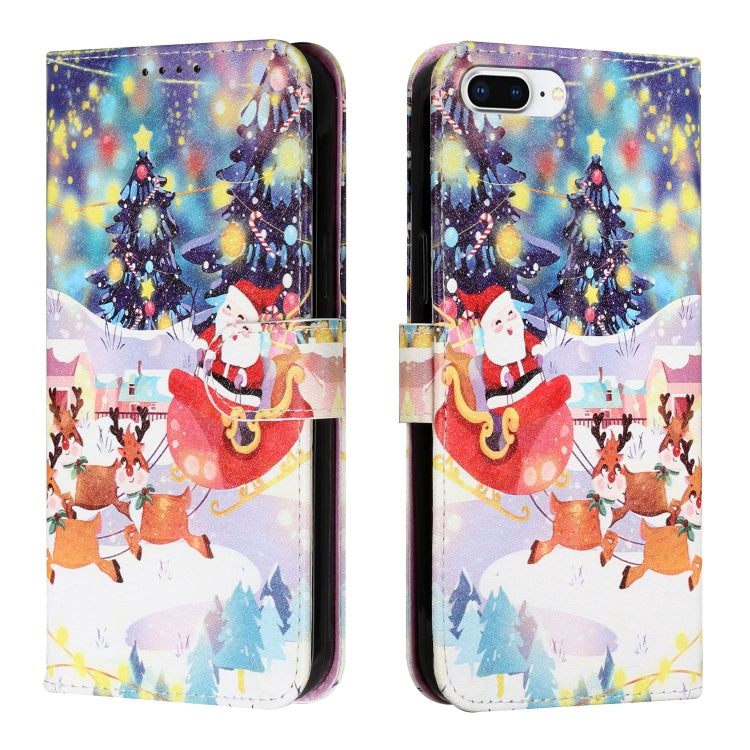 Silk Texture Christmas Painted Pattern Horizontal Flip Leather Case with Holder & Card Slots & Wallet & Photo Frame For iPhone 7 Plus / 8 Plus / 6s Plus / 6 Plus