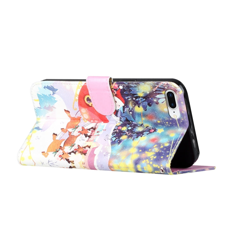 Silk Texture Christmas Painted Pattern Horizontal Flip Leather Case with Holder & Card Slots & Wallet & Photo Frame For iPhone 7 Plus / 8 Plus / 6s Plus / 6 Plus