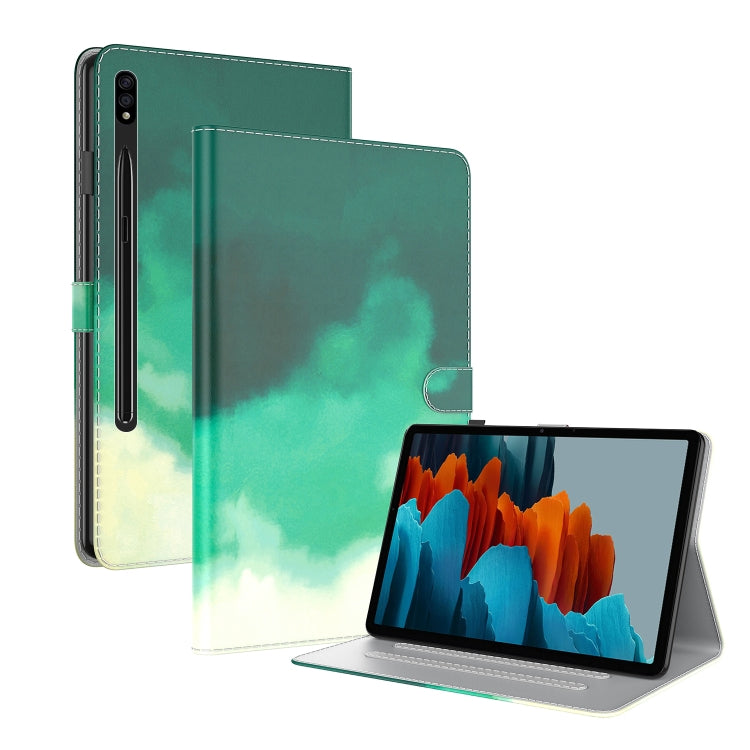 For Samsung Galaxy Tab S8+ / Tab S8 Plus /  Tab S7 FE / Tab S7+ 12.4 inch T970 / T976B Voltage Watercolor Pattern Skin Feel Magnetic Horizontal Flip PU Leather Case with Holder & Card Slots & Photo Frame
