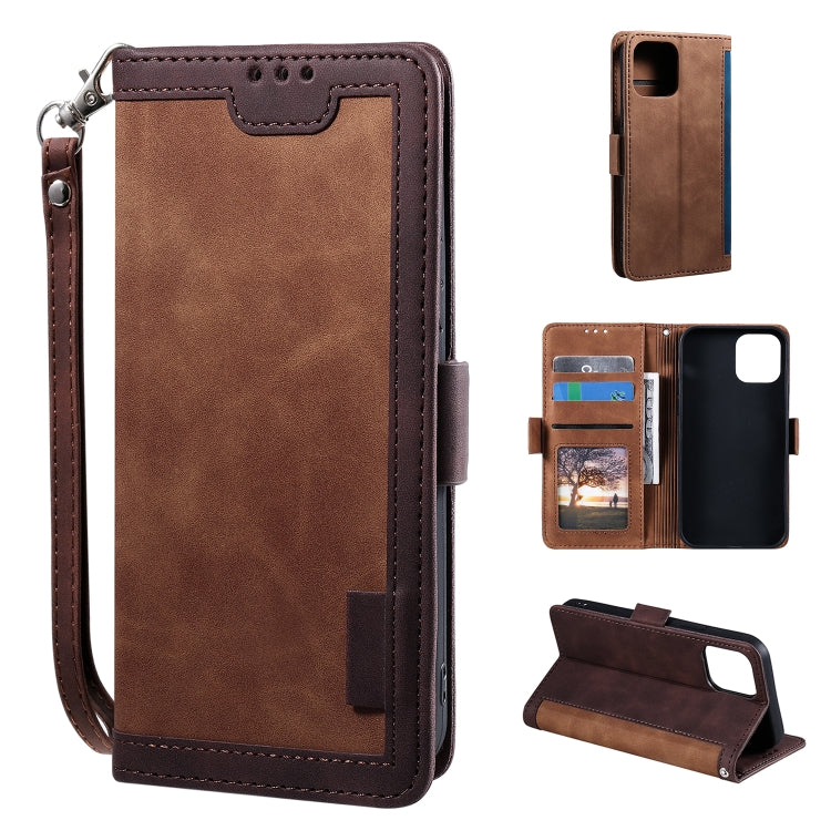For iPhone 13 Retro Splicing Horizontal Flip Leather Case with Card Slots & Holder & Wallet