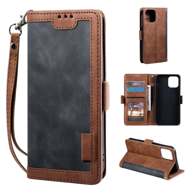 For iPhone 13 Retro Splicing Horizontal Flip Leather Case with Card Slots & Holder & Wallet