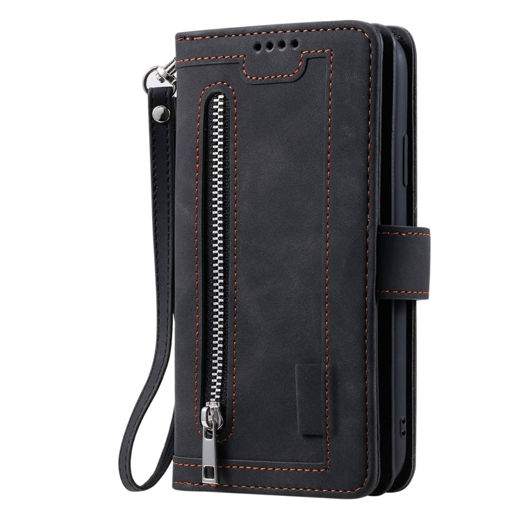 For iPhone 13 Nine Card Zipper Bag Horizontal Flip Leather Case With Holder & Card Slots & Photo Frame & Wallet