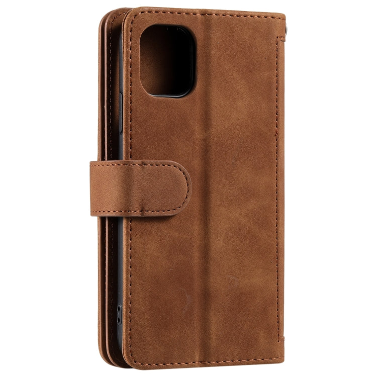 For iPhone 13 Nine Card Zipper Bag Horizontal Flip Leather Case With Holder & Card Slots & Photo Frame & Wallet