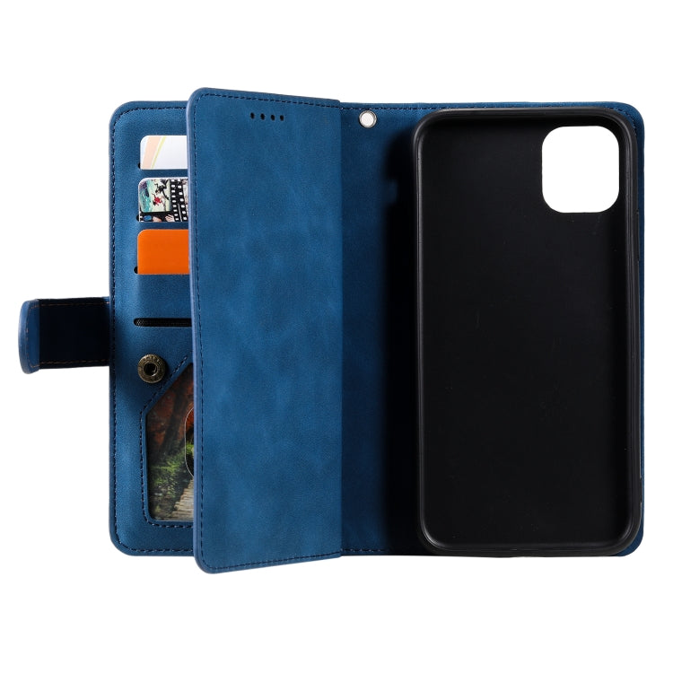 For iPhone 13 Nine Card Zipper Bag Horizontal Flip Leather Case With Holder & Card Slots & Photo Frame & Wallet