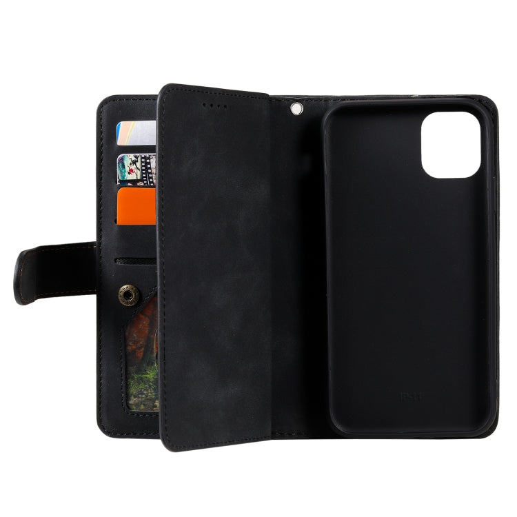 For iPhone 13 mini Nine Card Zipper Bag Horizontal Flip Leather Case With Holder & Card Slots & Photo Frame & Wallet
