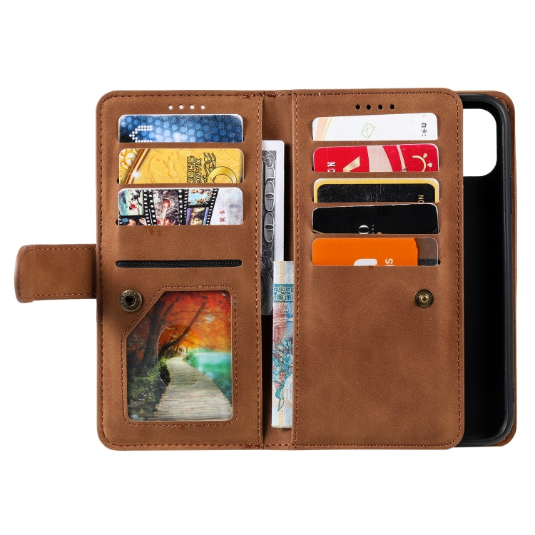 For iPhone 13 mini Nine Card Zipper Bag Horizontal Flip Leather Case With Holder & Card Slots & Photo Frame & Wallet