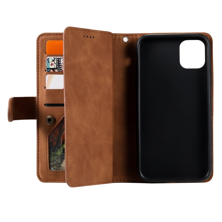 For iPhone 13 mini Nine Card Zipper Bag Horizontal Flip Leather Case With Holder & Card Slots & Photo Frame & Wallet