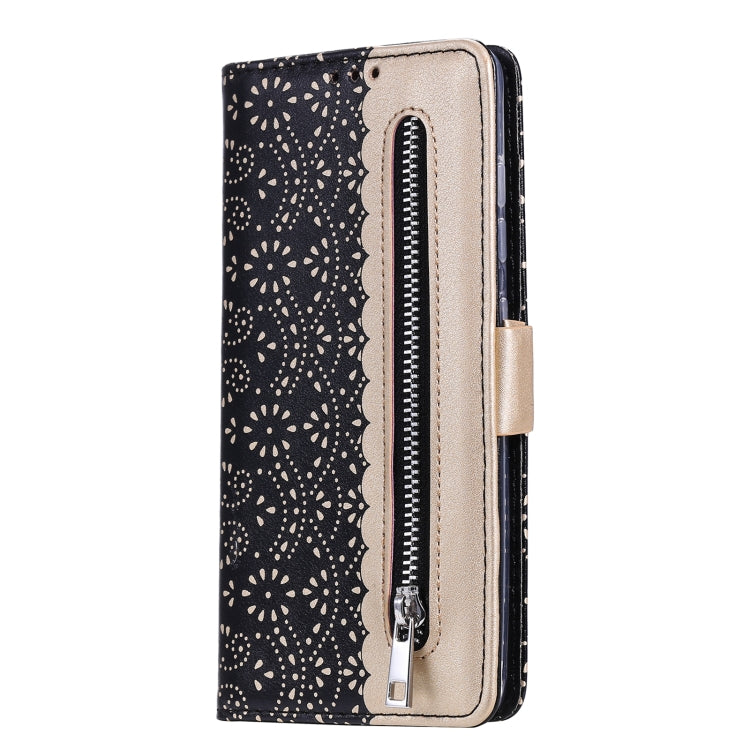 For iPhone 13 Pro Max Lace Pattern Double Button Zipper Horizontal Flip Leather Case with Holder & Card Slots & Wallet