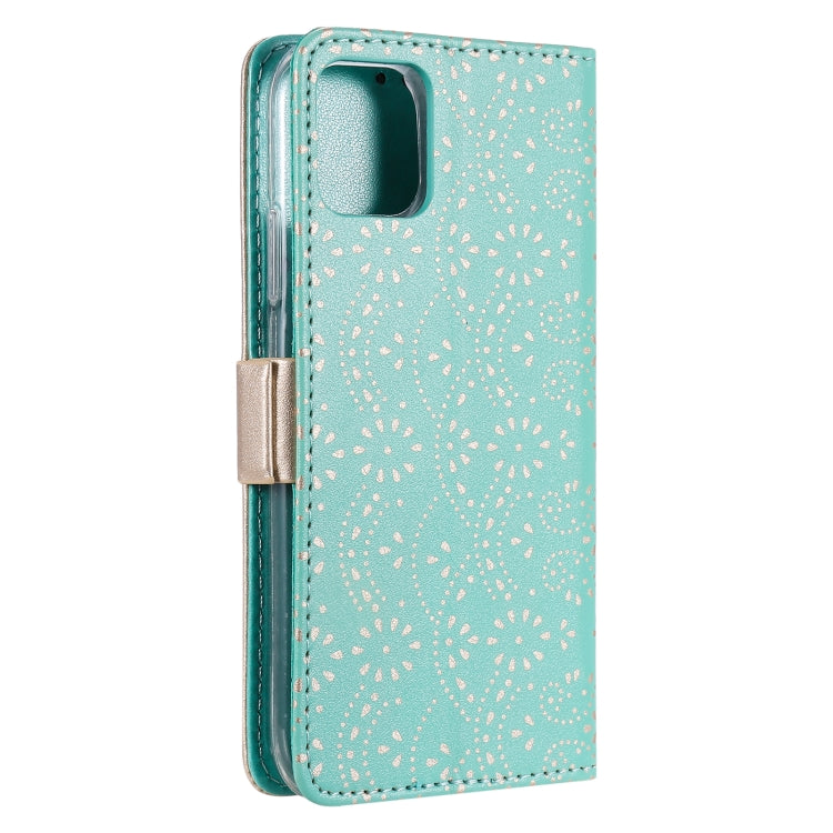 For iPhone 13 Pro Max Lace Pattern Double Button Zipper Horizontal Flip Leather Case with Holder & Card Slots & Wallet