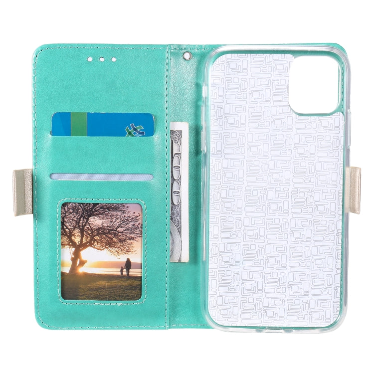 For iPhone 13 Pro Max Lace Pattern Double Button Zipper Horizontal Flip Leather Case with Holder & Card Slots & Wallet