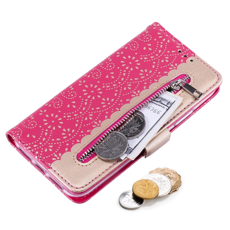 For iPhone 13 Pro Max Lace Pattern Double Button Zipper Horizontal Flip Leather Case with Holder & Card Slots & Wallet