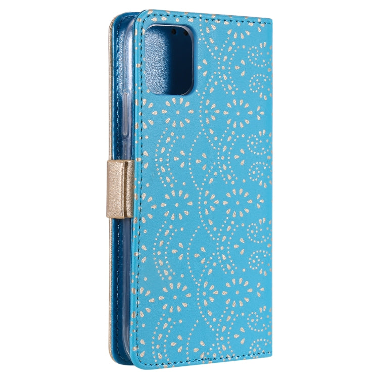 For iPhone 13 Pro Max Lace Pattern Double Button Zipper Horizontal Flip Leather Case with Holder & Card Slots & Wallet
