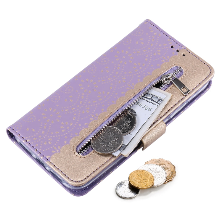 For iPhone 13 Pro Lace Pattern Double Button Zipper Horizontal Flip Leather Case with Holder & Card Slots & Wallet