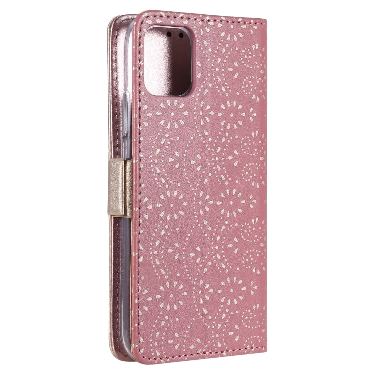 For iPhone 13 Pro Lace Pattern Double Button Zipper Horizontal Flip Leather Case with Holder & Card Slots & Wallet