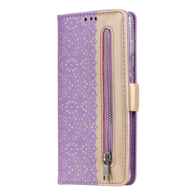 For iPhone 13 Lace Pattern Double Button Zipper Horizontal Flip Leather Case with Holder & Card Slots & Wallet
