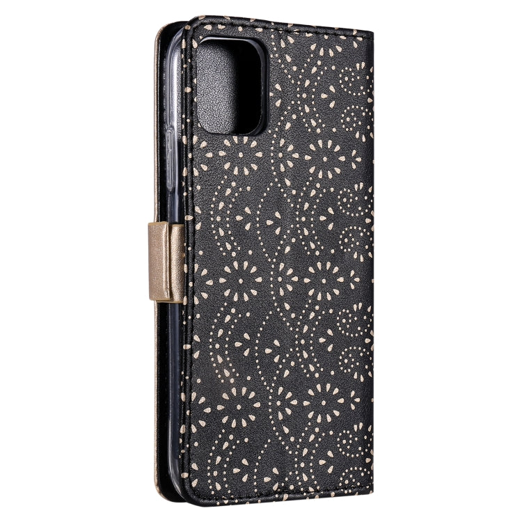 For iPhone 13 Lace Pattern Double Button Zipper Horizontal Flip Leather Case with Holder & Card Slots & Wallet