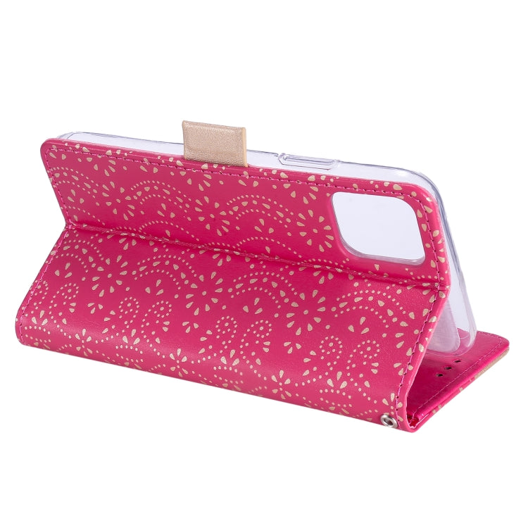 For iPhone 13 Lace Pattern Double Button Zipper Horizontal Flip Leather Case with Holder & Card Slots & Wallet