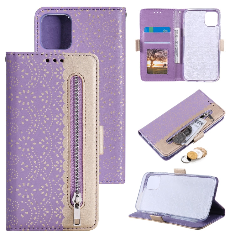For iPhone 13 mini Lace Pattern Double Button Zipper Horizontal Flip Leather Case with Holder & Card Slots & Wallet