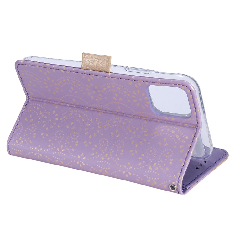 For iPhone 13 mini Lace Pattern Double Button Zipper Horizontal Flip Leather Case with Holder & Card Slots & Wallet